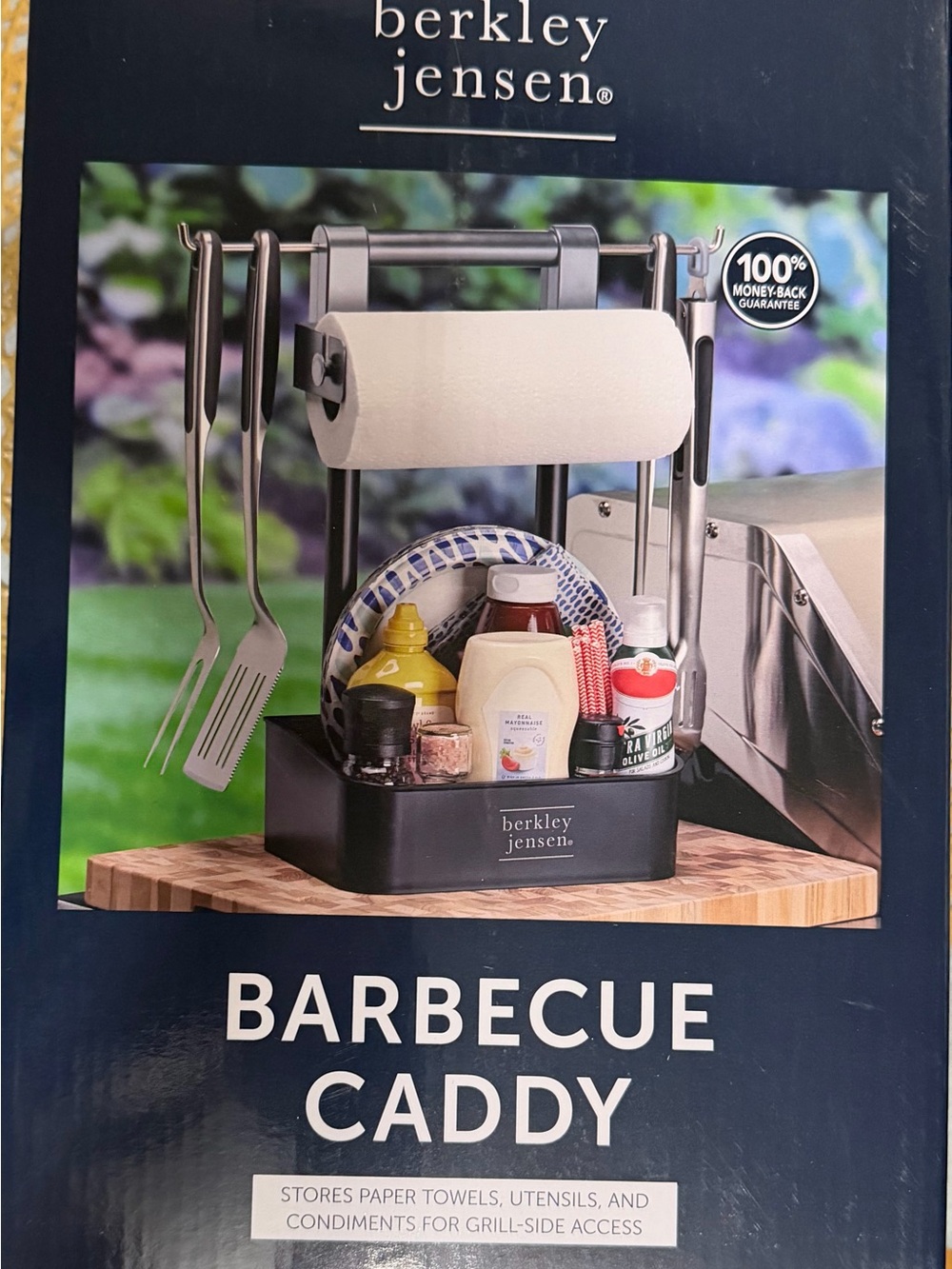 Berkley Jensen Black Barbecue Caddy with Paper Towel Holder